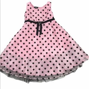 Pinky Pink with Black Velvet Polka Dots Dress, 6